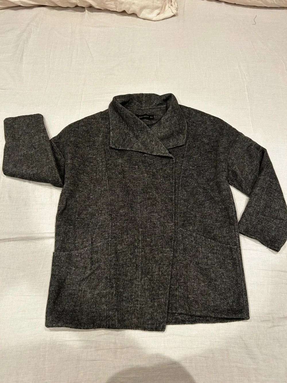 Zara Grey Wool Open-Front Coat - Picture 2 of 3